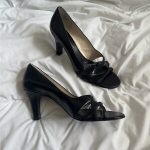 Worthington Elegant Black Open-Toe Heels
